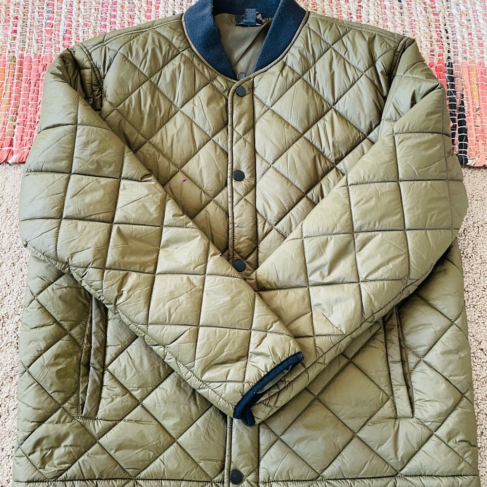 14th & Union Olive Green Quilted Bomber Jacket sz LG